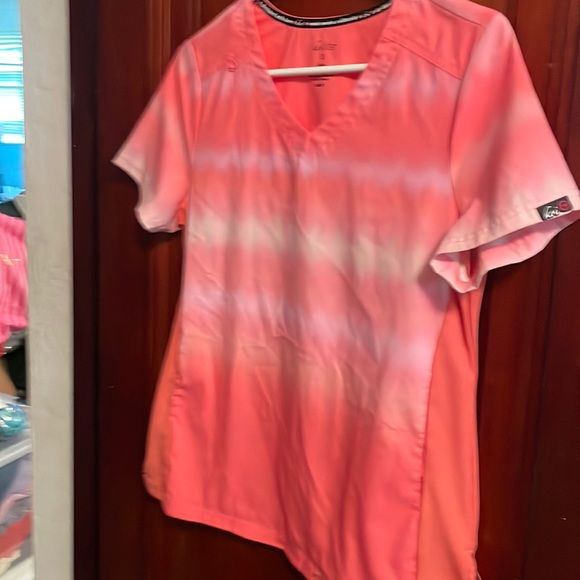 koi Tops - Orange Koi scrub shirt 2 pocket top